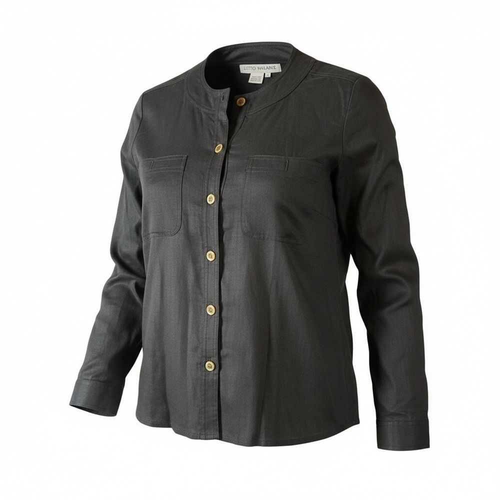 Lloyd Williams Women's 100% Linen Button Down Black Size 4